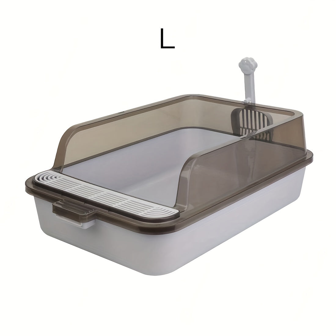 Rectangular Plastic Cat Litter Box with Removable Cover and Raised Edge