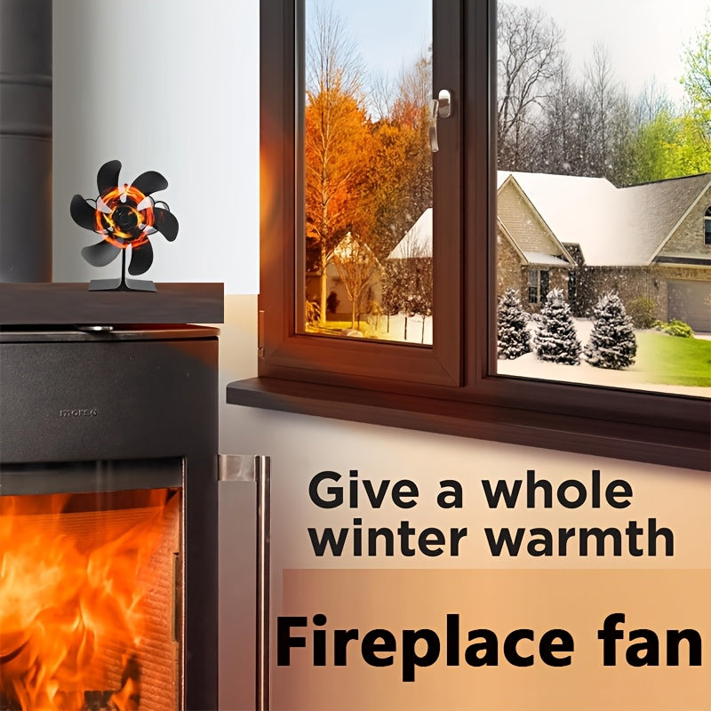 6-Blade Thermal Venturi Stove Fan for Wood and Gas Heating Durable Aluminum