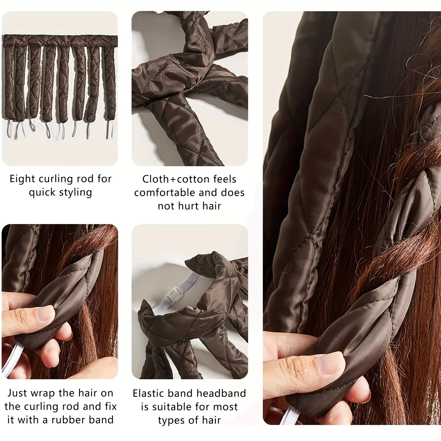 Rulos de pelo sin calor para mujeres, rulos suaves para peinados nocturnos de bricolaje