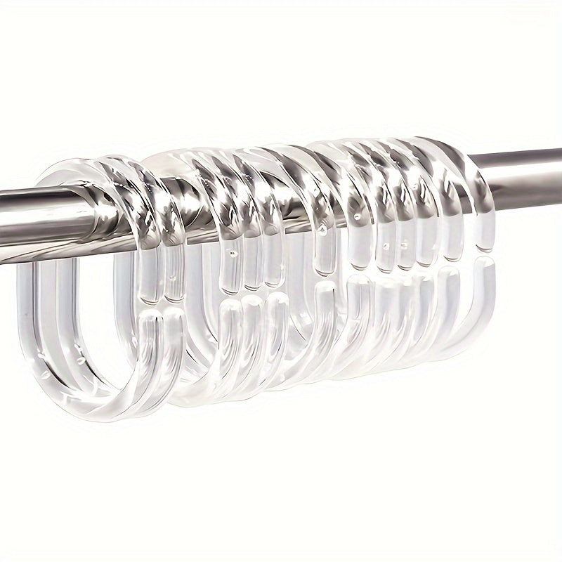 12 Premium Transparent Twistable Shower Curtain Rings for Bathroom Hanging