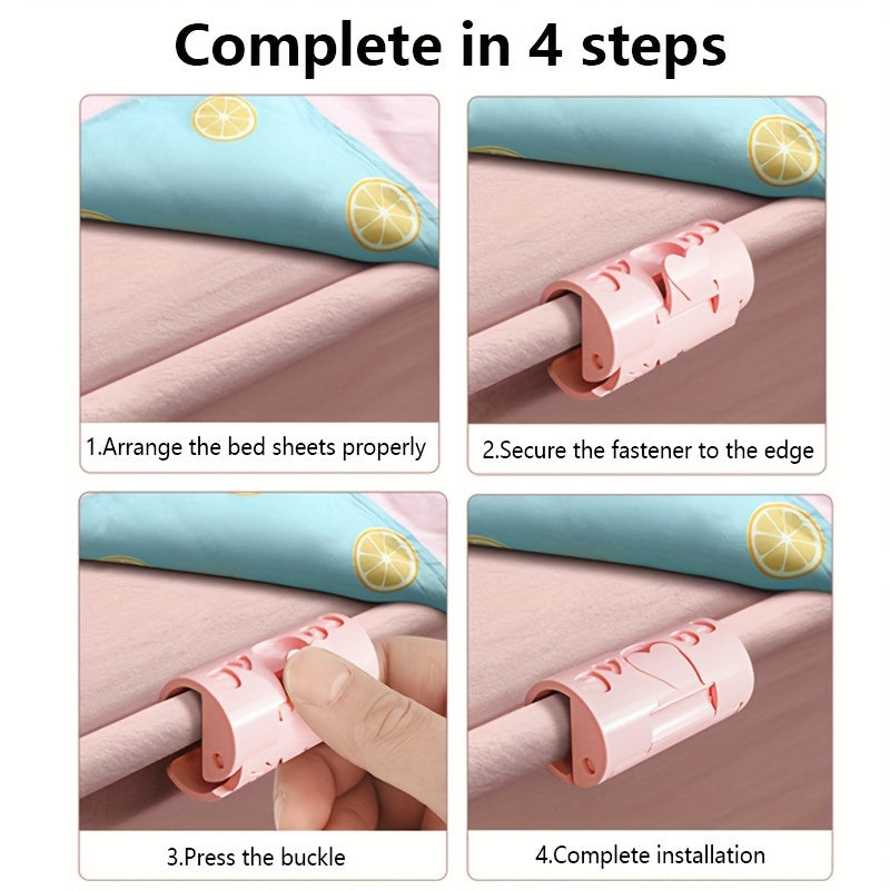 Six Pieces Bed Sheet Clips Non-Slip Duvet Cover Fasteners in Blue Pink Light Blue