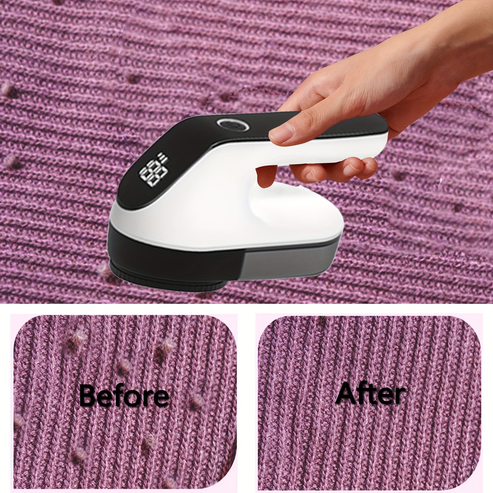 Rechargeable Electric Fabric Shaver with 3 Speeds and LED Display for Clothes and Upholstery