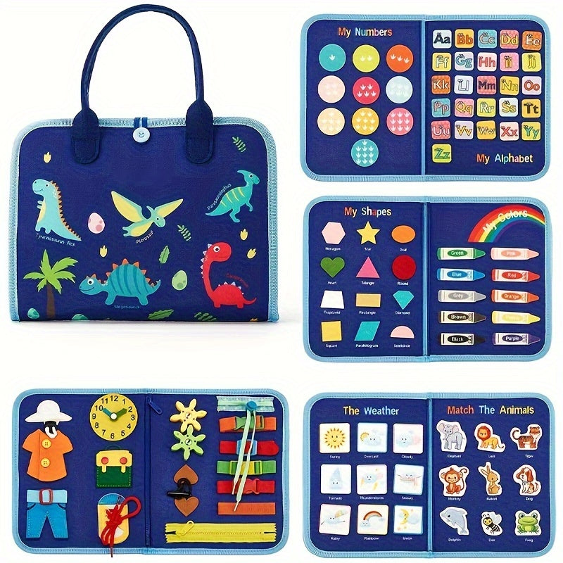 Pink Blue 3-Layer Animal Busy Board Educational Toy for Kids