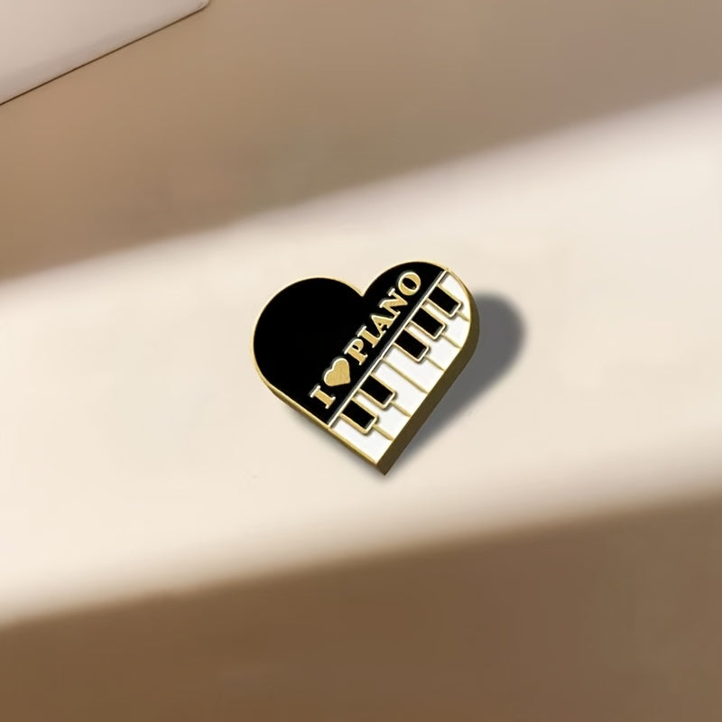 Heart-Shaped Enamel Pin Brooch for Music Lovers Gift Decorative Accessory