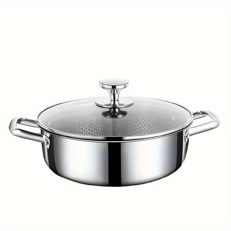 6-Quart Stainless Steel Soup Pot with Non-Stick Coating and Glass Lid