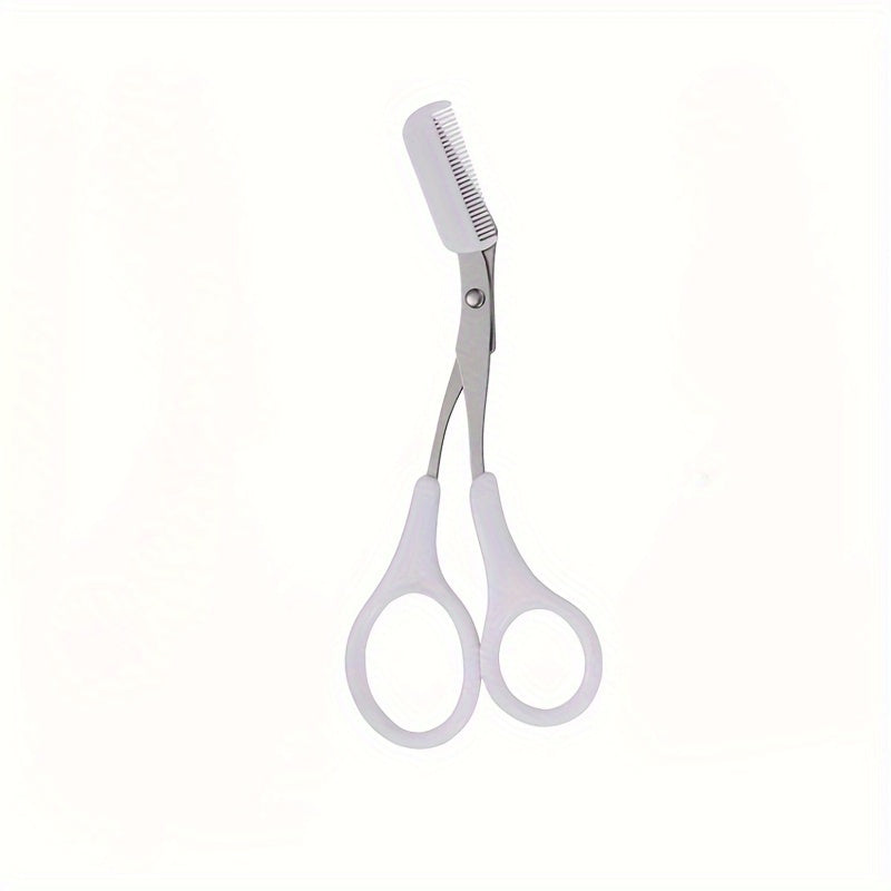 Women's Stainless Steel Eyebrow Trimming Scissors with Pink Comb