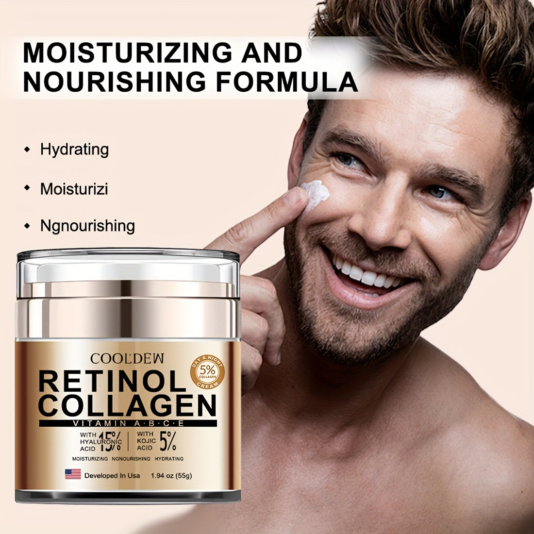 Crema facial con retinol y colágeno para todo tipo de piel 1.94oz Hidratante, iluminadora y reafirmante