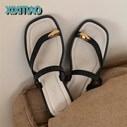 Women's Slip-On Sandals Non-Slip Open-Toe Beach Shoes Black White