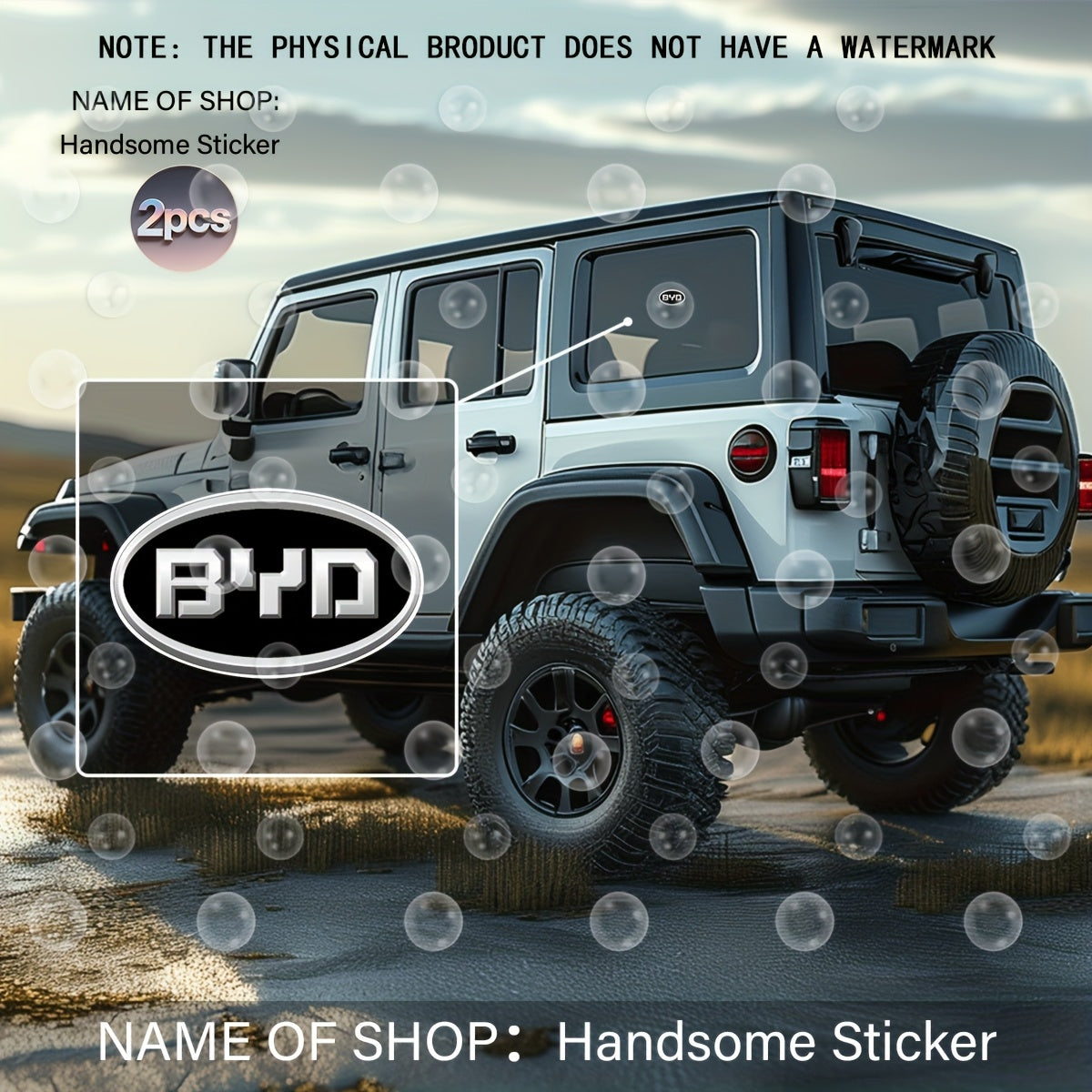 Pack de 2 calcomanías impermeables de vinilo para coche y portátil, pegatinas creativas