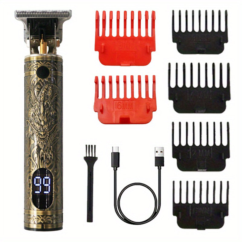 V-Vimika Профессиональная машинка для стрижки волос: универсальное T-лезвие, USB зарядка, беспроводной триммер с инструментом для гравировки