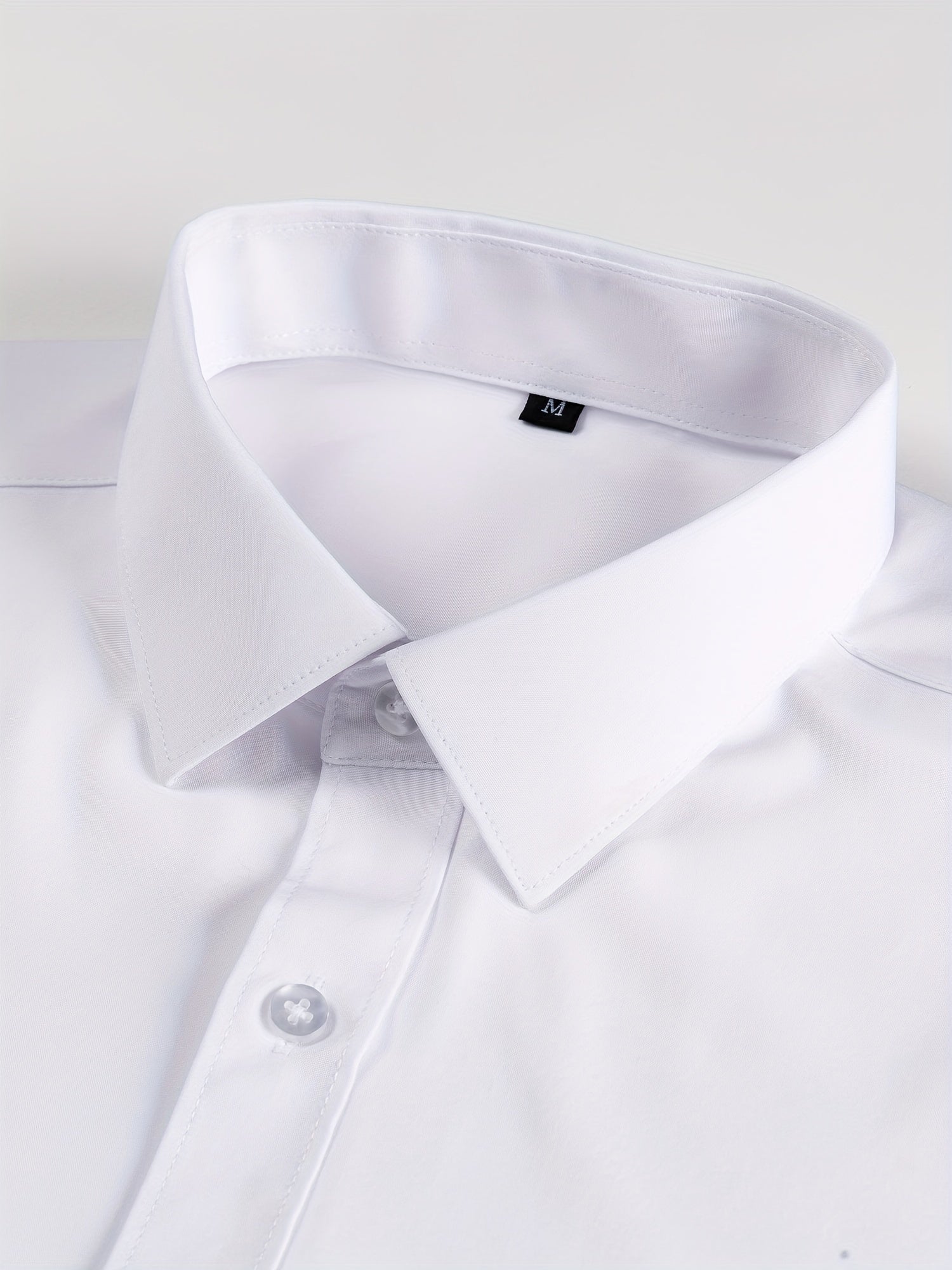 Men's Black Long Sleeve Shirt with Lapel Collar Polyester Stretch Regular Fit for Casual Business