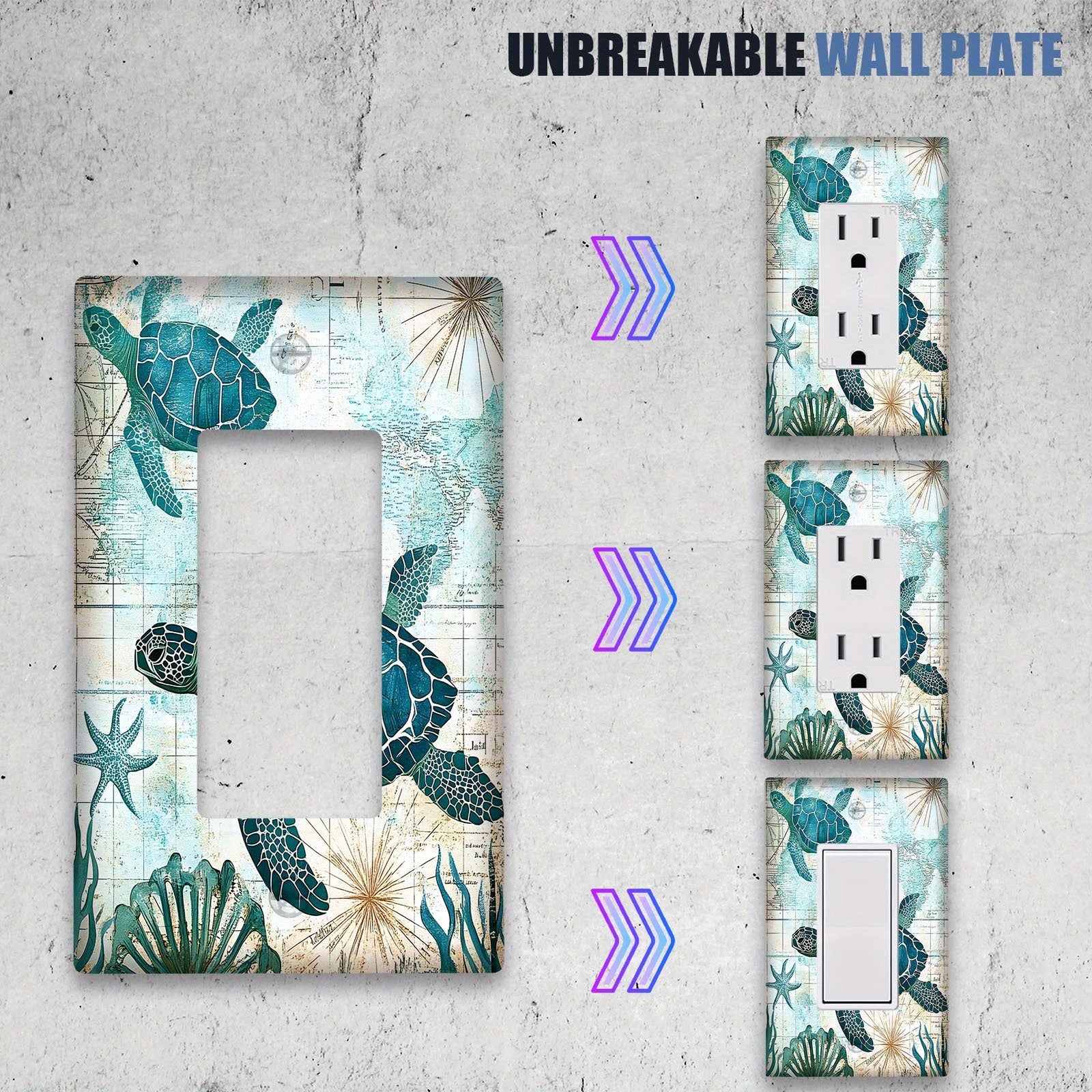 Sea Turtle and Octopus Decorative Light Switch Cover for Bathroom Bedroom Decor