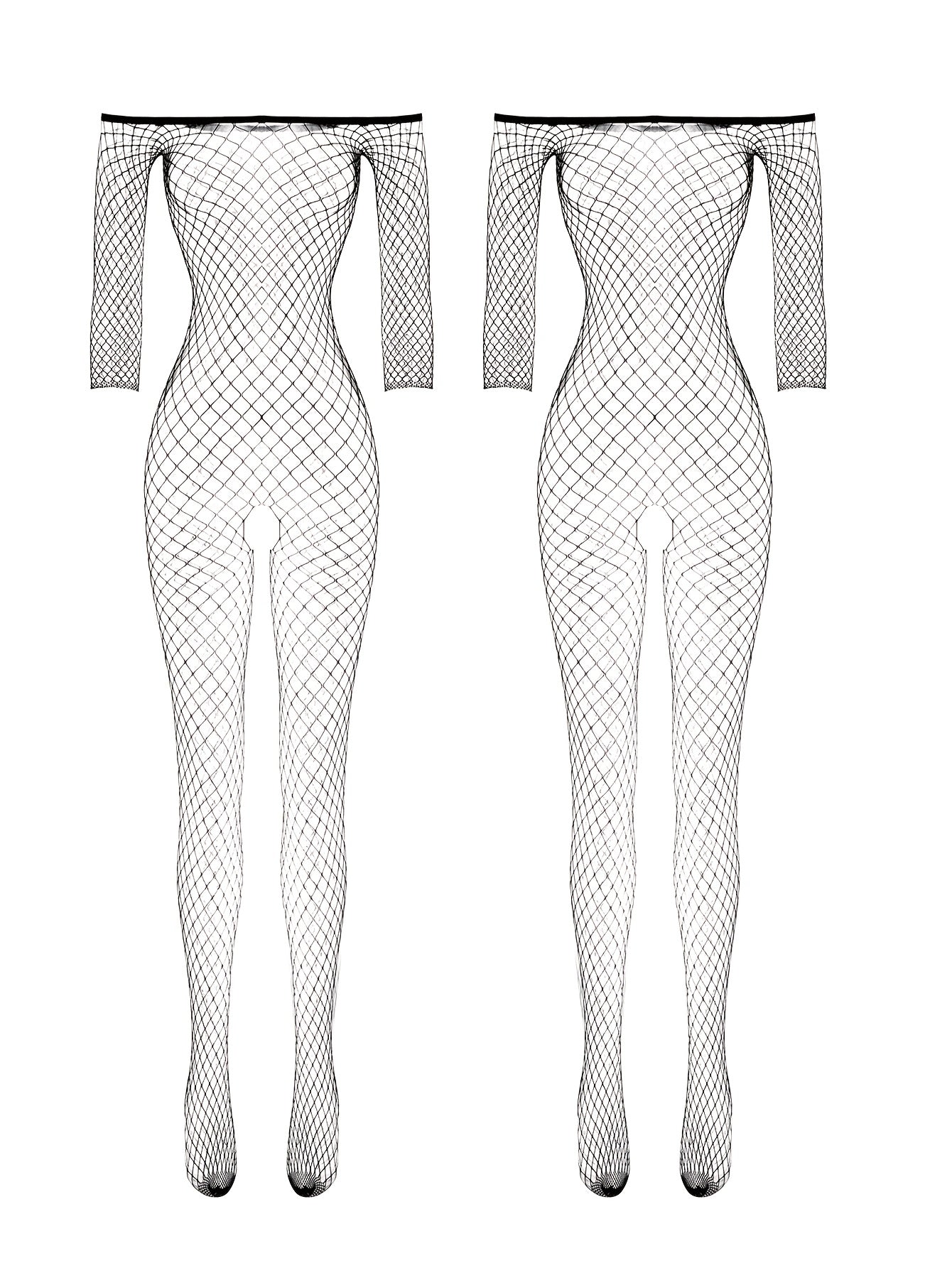 Women’s One-Shoulder Bodystocking in Fishnet Material