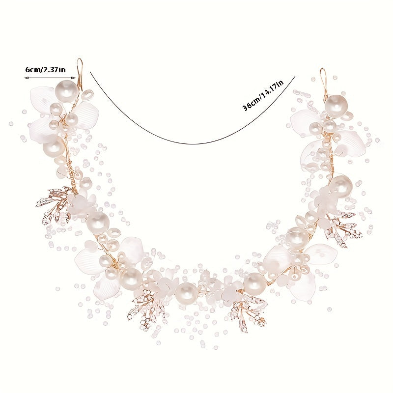 Oltin bargi faux marjon to'y soch aksessuari uchun bosh band