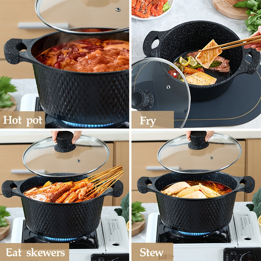 Enamel Non-Stick Cookware Set with Maifan Stone Aluminum Pots and Pans for Stewing Frying