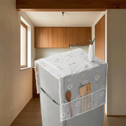 PE Refrigerator Cover Floral Pattern Dustproof Scratch-Resistant Fits Standard Appliances