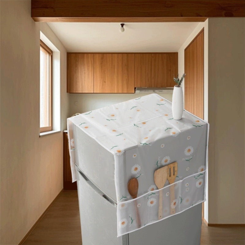 PE Refrigerator Cover Floral Pattern Dustproof Scratch-Resistant Fits Standard Appliances