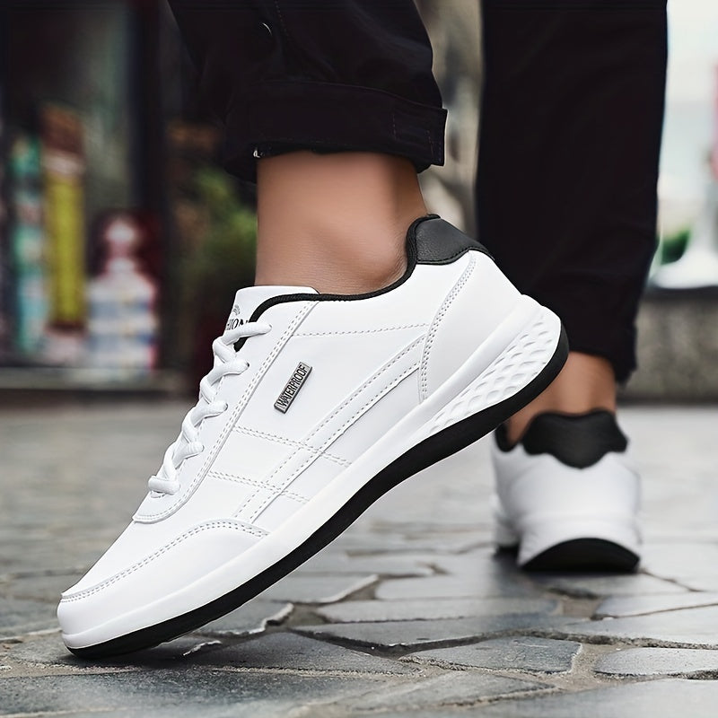 Men's Casual Sneakers PU Upper MD Sole Fabric Insole Navy Blue White Orange Accents