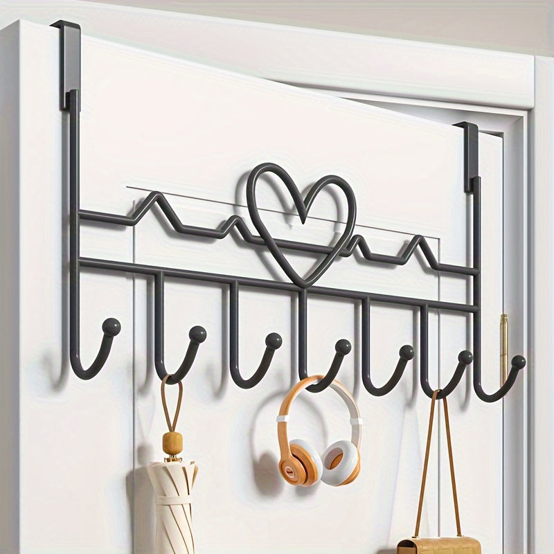Heart-Shaped Metal Wall Hooks for Bags Keys Clothes No-Drill Door Mount Organizer