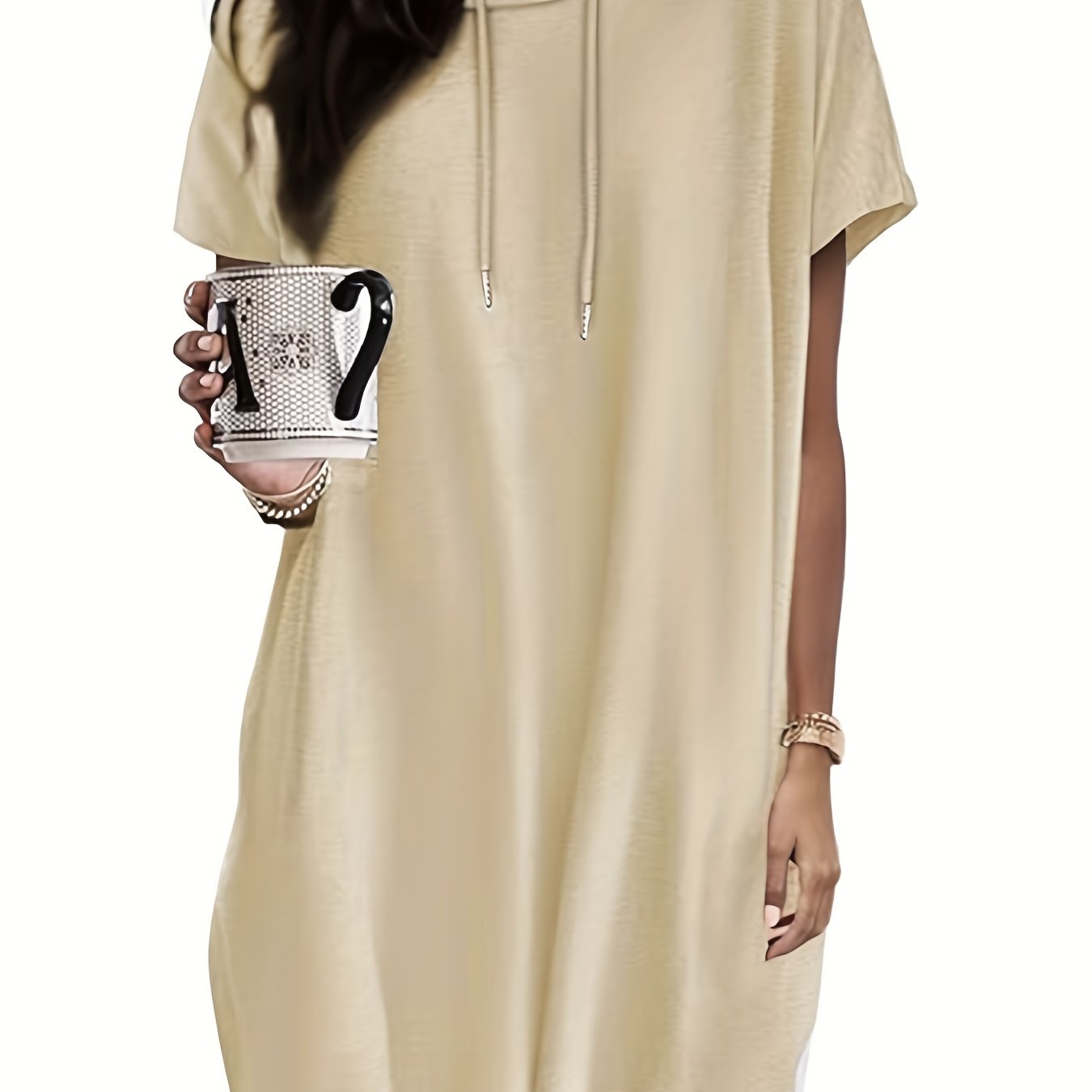 Женская футболка свободного кроя с коротким рукавом и карманами, легкий полиэстер-спандекс