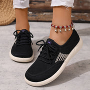 Women's Breathable Black Fabric Slip-On Sneakers Casual Low-Top Shoes