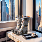 Women's Ankle Boots Winter Vintage Multi-Patch Leather Fleece Lined