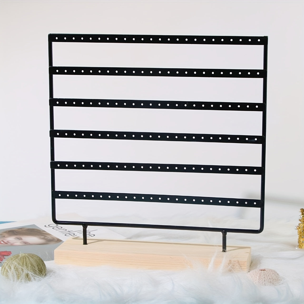 Zargarlik buyumlarini namoyish qilish uchun 6 qavatli va yog'och asosli taxta, sirg'alar va studlar uchun