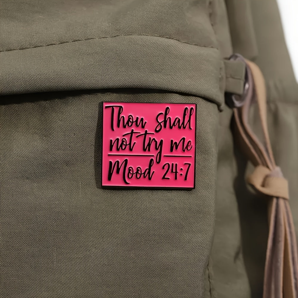 Red Enamel Geometric Brooches with Cartoon Quotes for Hats and Backpacks