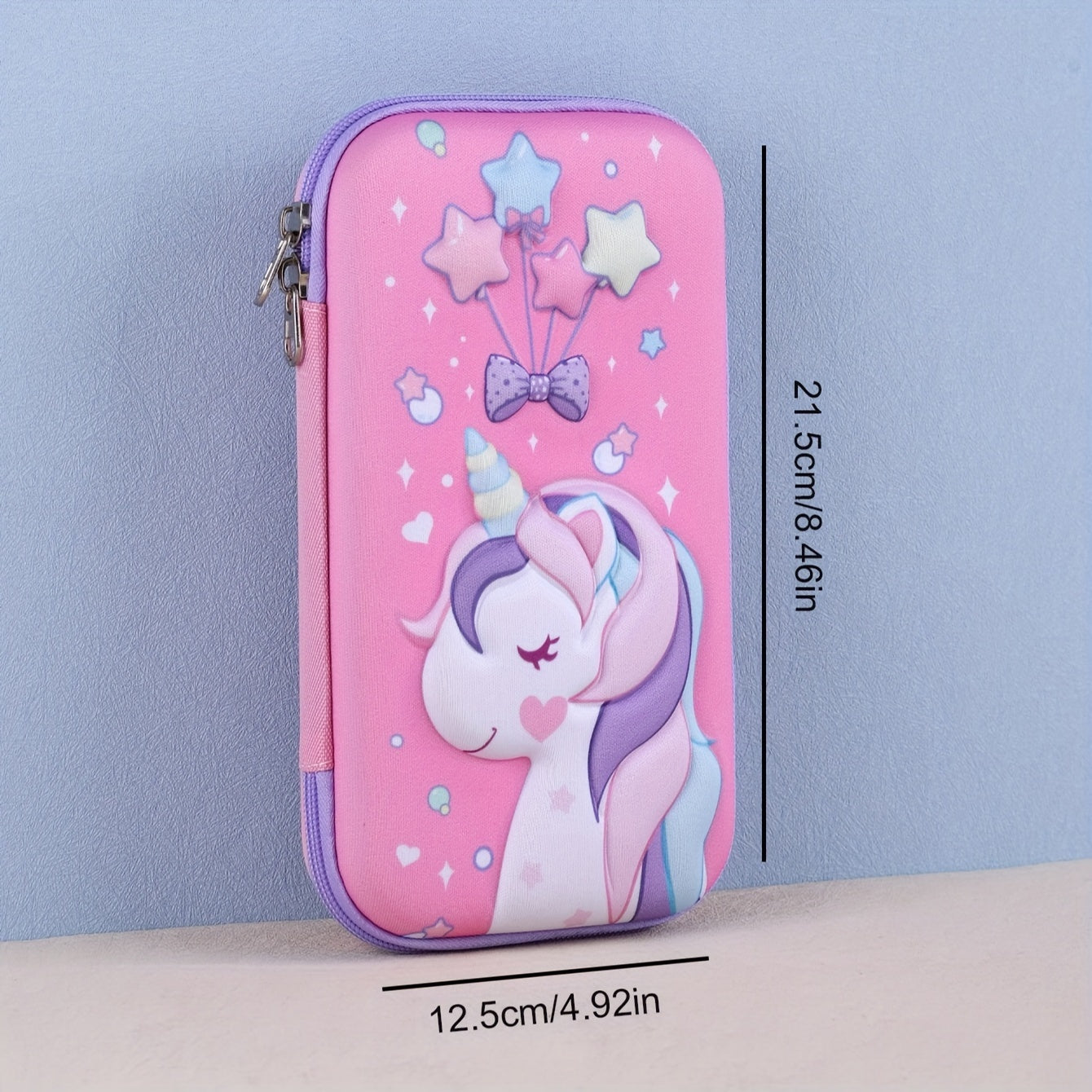 Large Capacity Unicorn Pencil Case with 3D Balloon Design Pink Purple Double Layer Stationery Organizer