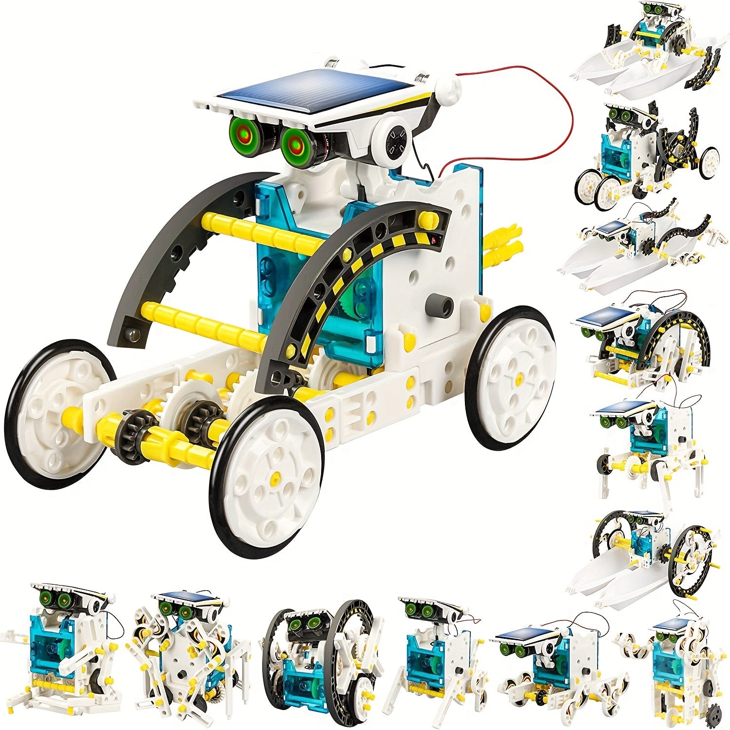 13-in-1 Solar and Battery Powered STEM Robot Building Kit for Kids 8-12 Durable ABS