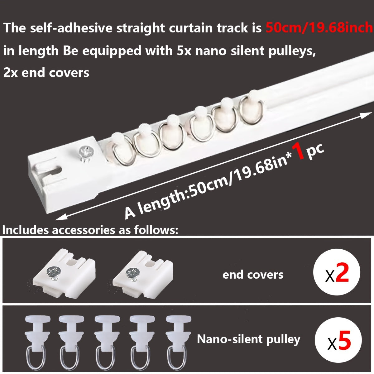 Drill-Free Curtain Track with Strong Adhesive and Silent Sliding for Bathrooms and Dorms