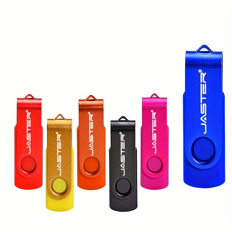 128GB High-Speed USB 2.0 Flash Drive with Rotatable Metal Keychain in Bright Colors
