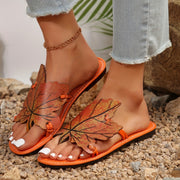 Women's Maple Leaf Flat Sandals Lightweight Summer Casual Slides