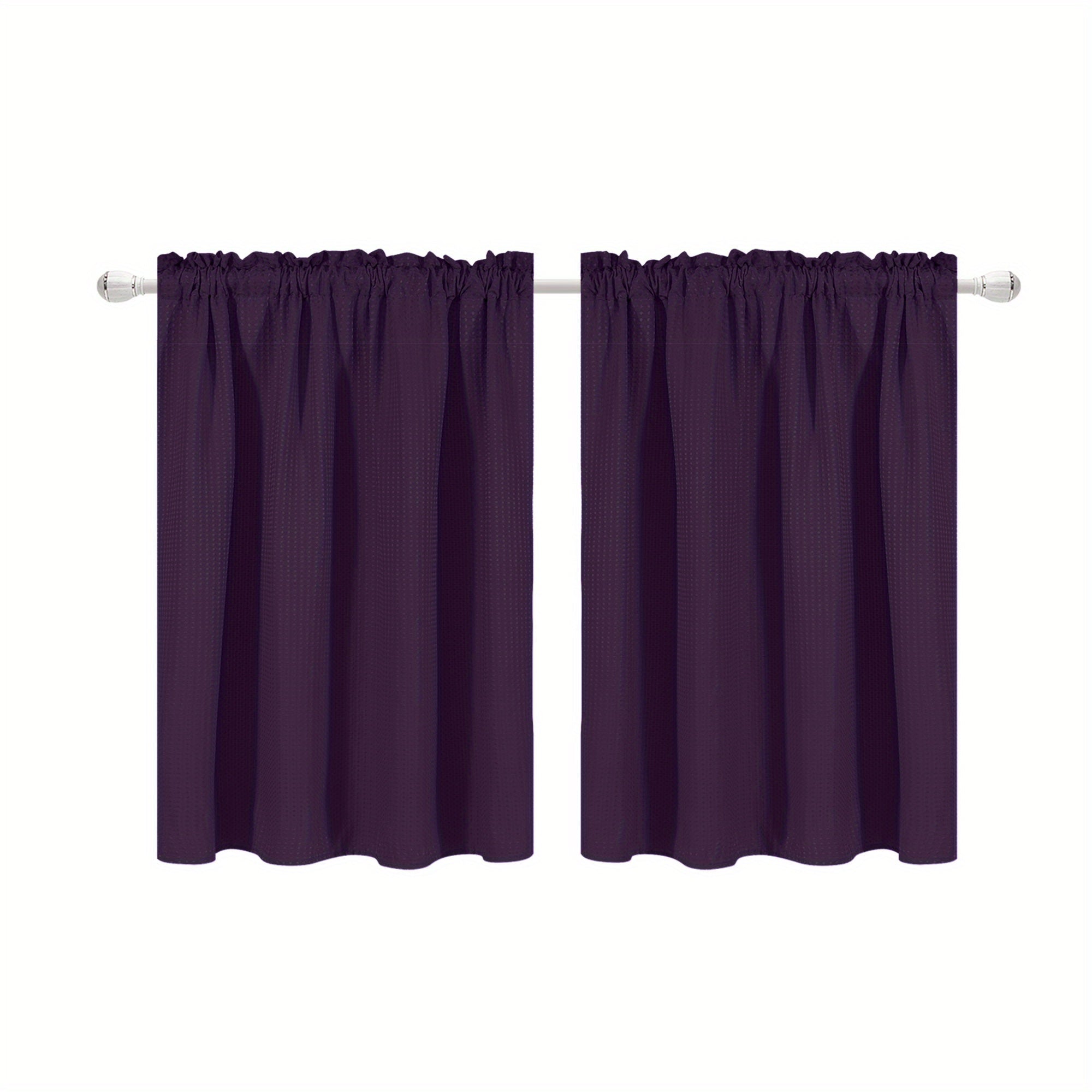 Set of 2 Waterproof Waffle Weave Half Window Curtains for Bathroom Kitchen Coffee Shop