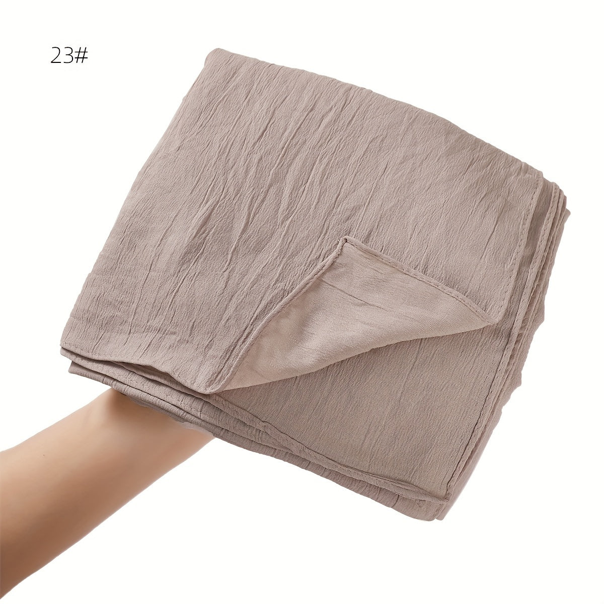 Breathable Muslim Women Hijab Solid Color Casual Crinkled Texture Sun and Wind Protection