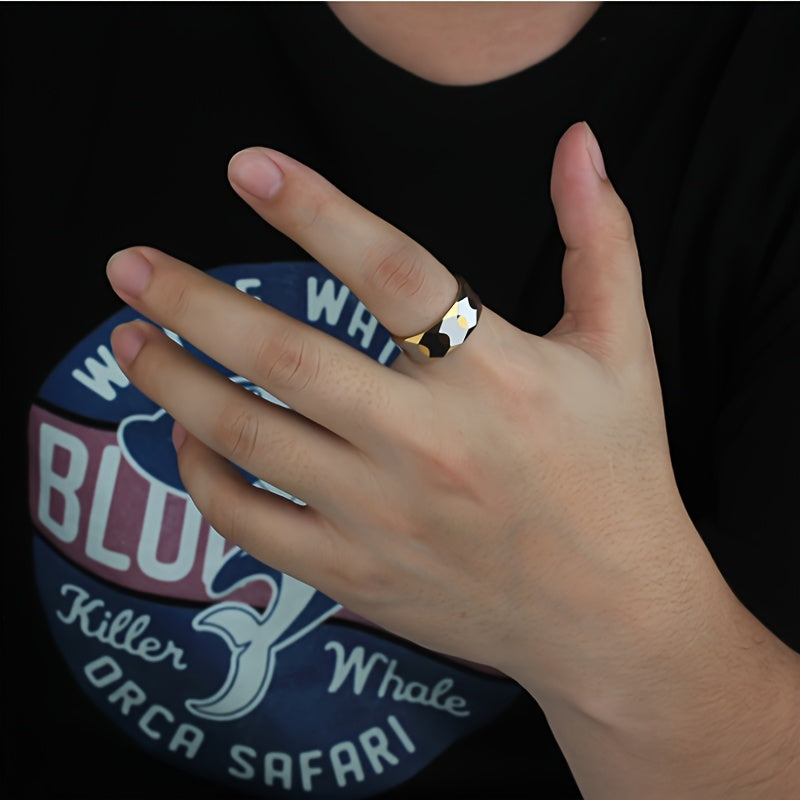 Stylish Tungsten Steel Rings for Men and Women Geometric Prism Designs