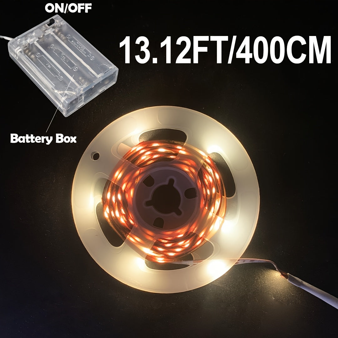 1 шт. Светодиодные ленты на батарейках 5 В в белом и теплом свете для спальни, вечеринки, фона телевизора, гостиной, кемпинга и DIY декора - Идеально для освещения шкафов!
