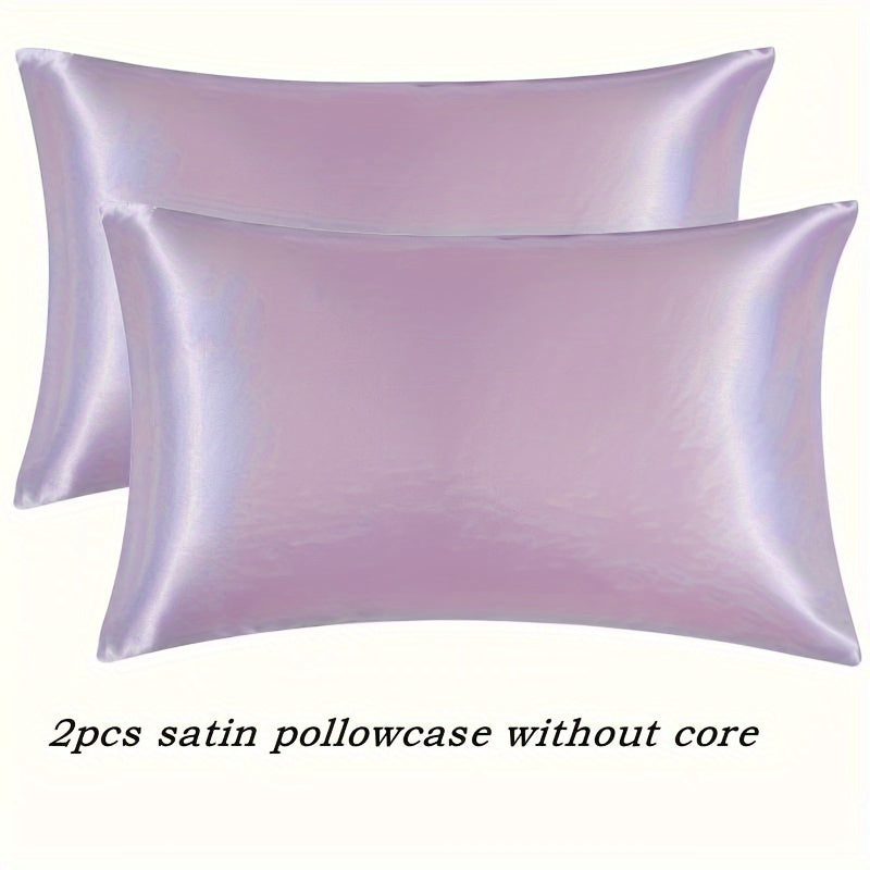Set of 2 White Satin Pillowcases Breathable Cooling Hypoallergenic Sleep
