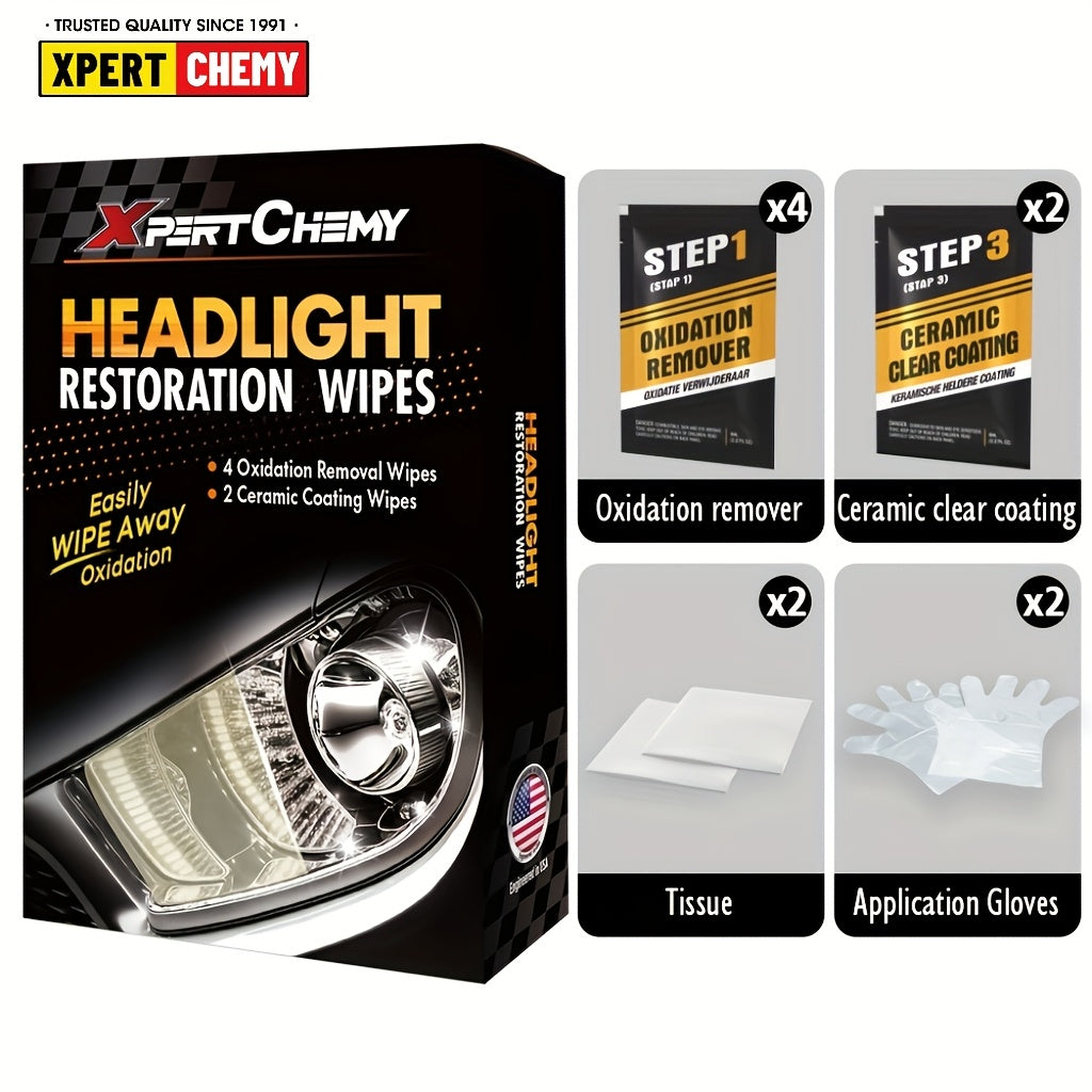 Headlight Restoration Kit Fabric Material with Oxidation Remover and Coating