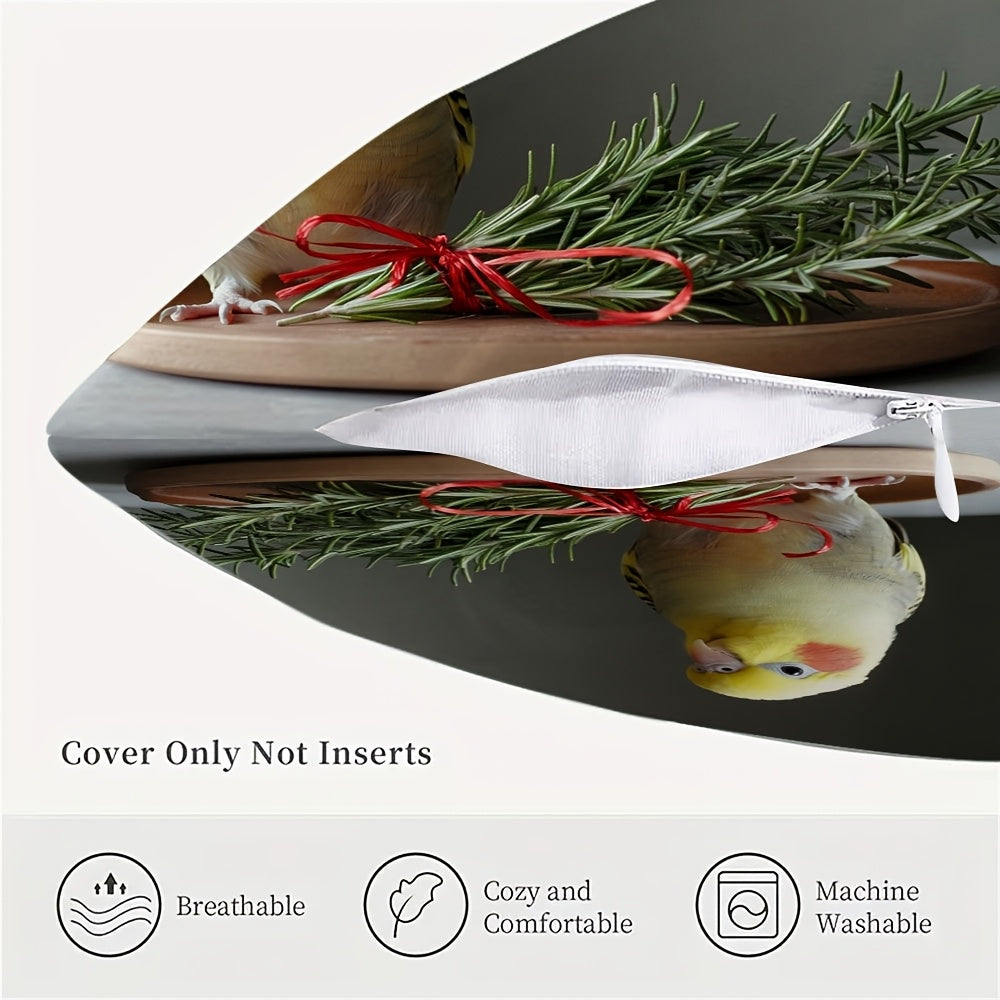 Cockatiel Throw Pillow Cover with Seasonal Design Durable Double-Sided Polyester for Living Room Bedroom Office Sofa