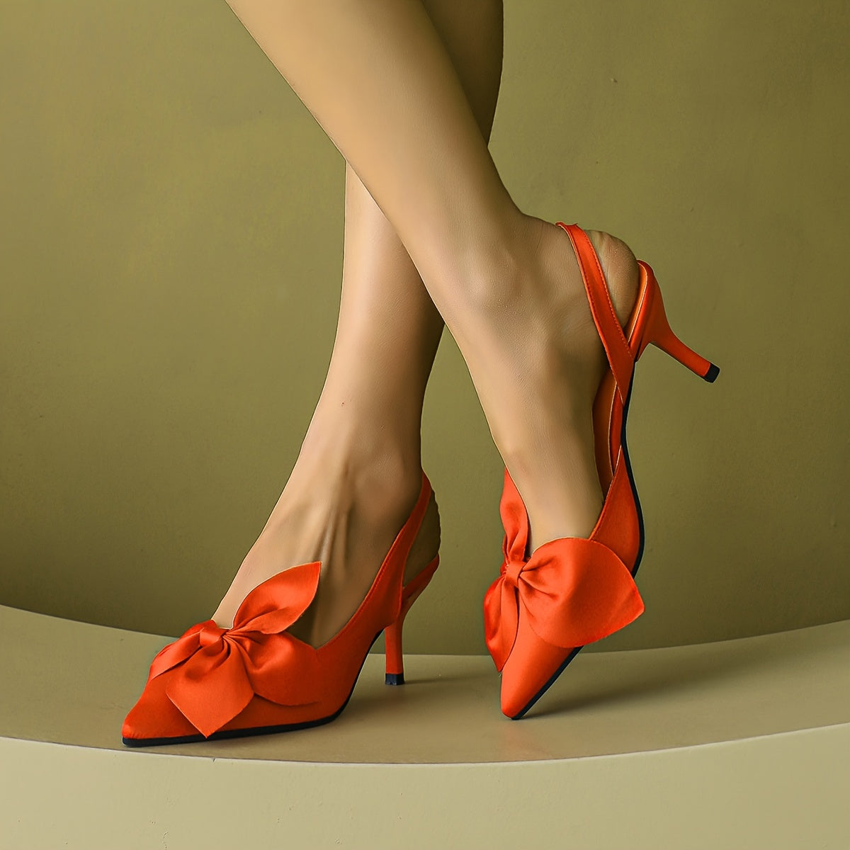 Women's High Heel Shoes Stiletto Heels Pointed Toe Ankle Strap Bowknot Fabric