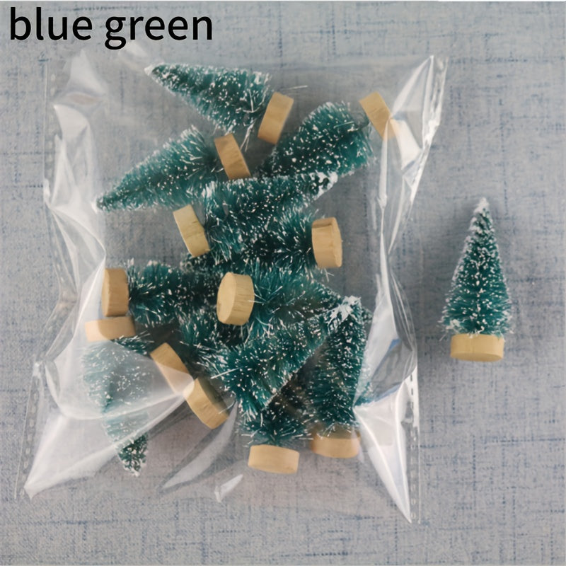 12 Mini Christmas Tree Decorations Fir and Pine for Tabletop and Home Decor