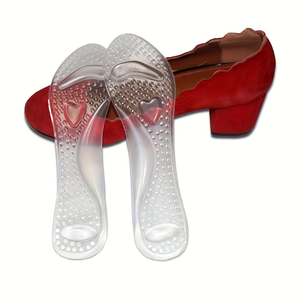 Women’s Transparent Silicone Insoles 2 Pack Heart-Shaped Non-Slip Comfort