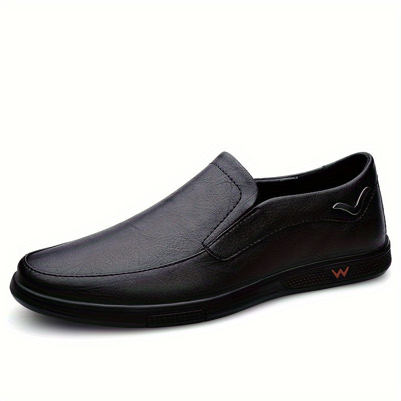 Mocasines slip-on para hombre de color sólido con parte superior de PU y suela de goma antideslizante, casual para todas las estaciones