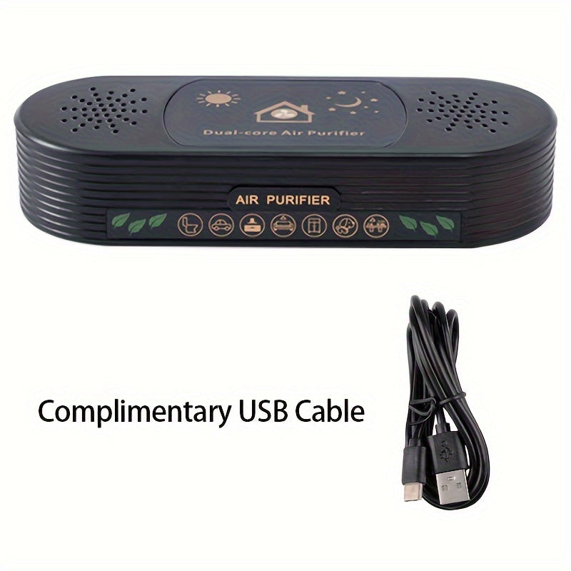 Dual-Core USB Air Purifier for Small Spaces Odor Smoke Eliminator Smoke Free