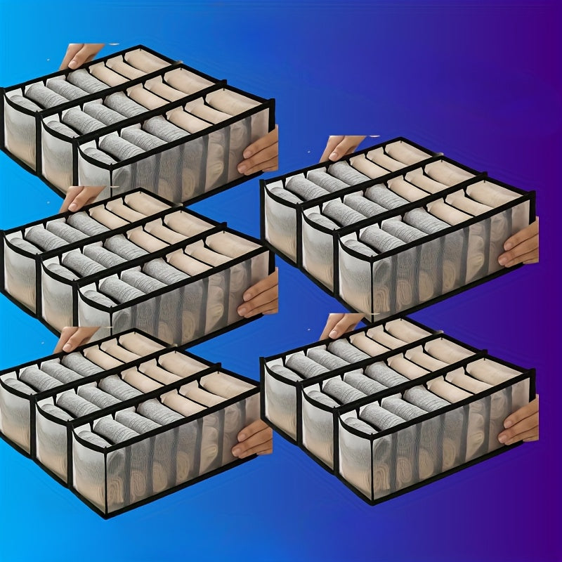 Nylon Knit Fabric Organizer Box with Dividers for Socks and Bras Space-Saving Closet Storage