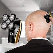 Cordless Bald Head Shaver 5 Rotary Blades LED Display Wet Dry Rechargeable Travel-Friendly