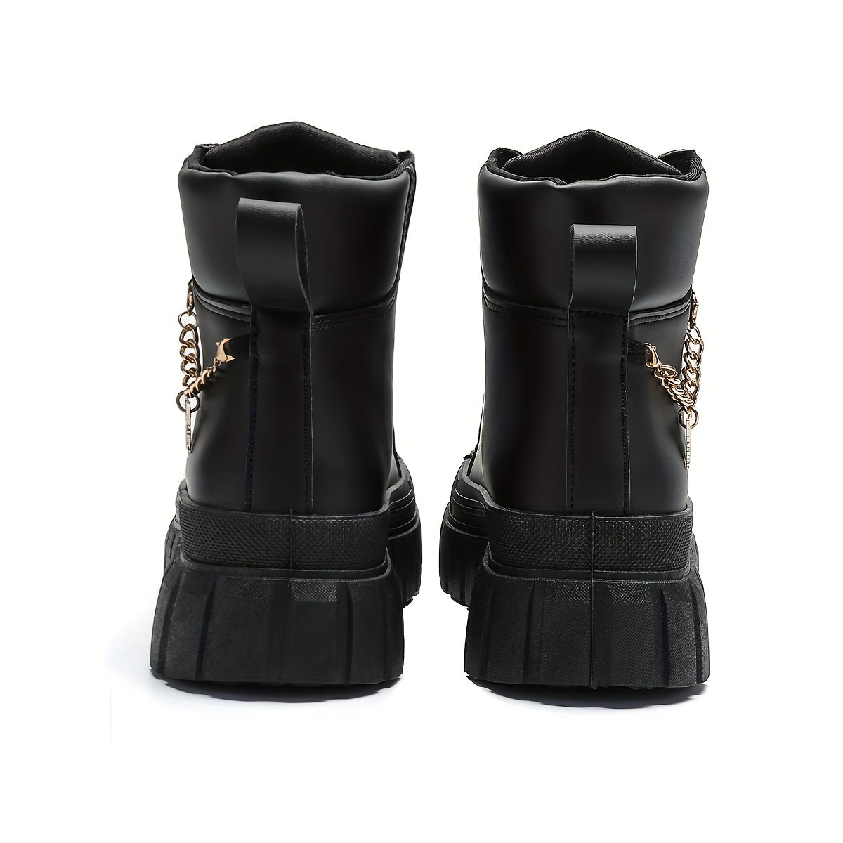 Women's Platform Ankle Boots Casual Black Lace-Up Short Boots