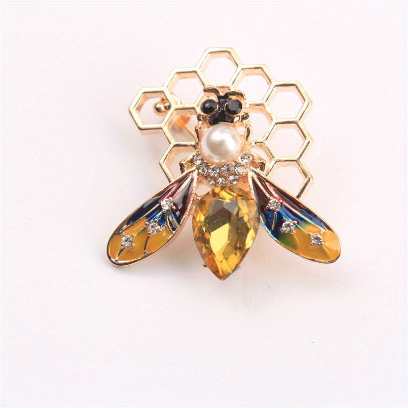 Rhinestone Bee Brooch Pin Irregular Shape Jewelry for Women and Girls