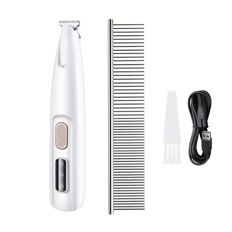 Pet Grooming Clippers with LED Light Low Noise Long Battery Life Rechargeable USB Battery